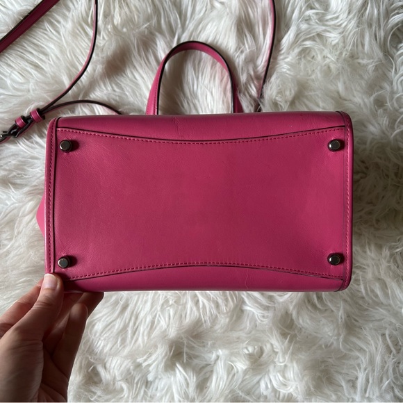 Coach Mini Crosby Carryall Crossbody in Floral Rivets Hot Pink Pebbled Leather 🩷 - Picture 5 of 16